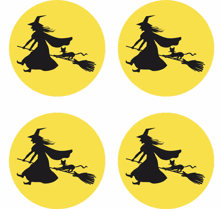 Sottobicchieri halloween strega sulla scopa - TenStickers