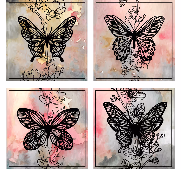 Sottobicchieri moderno motivo farfalle elegante - TenStickers