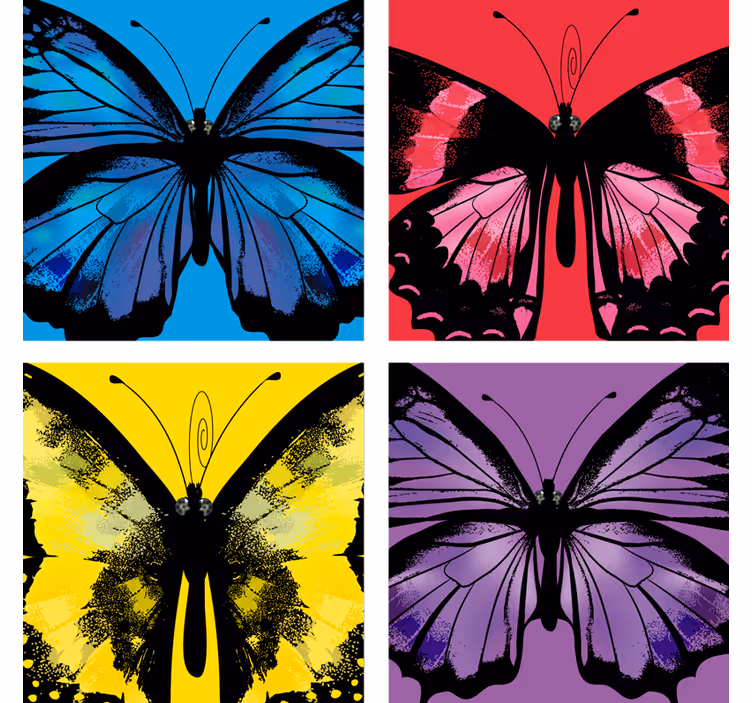 Sottobicchieri nerd design di farfalle colorate - TenStickers