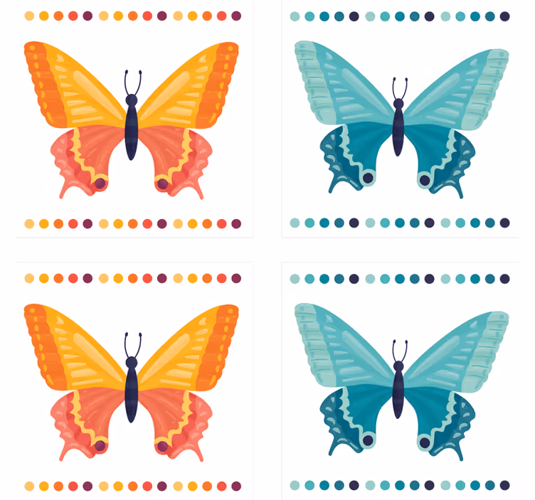 Sottobicchieri nerd con motivi di farfalle colorate - TenStickers