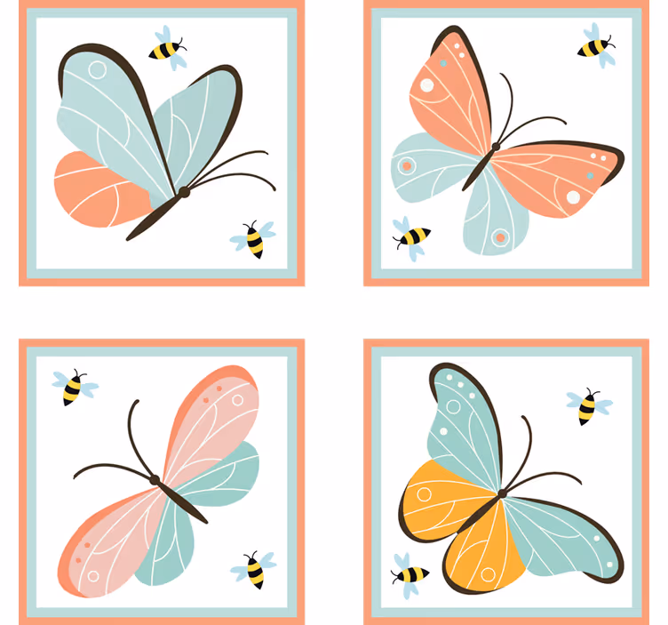 Sottobicchieri nerd motivo farfalle colorate - TenStickers