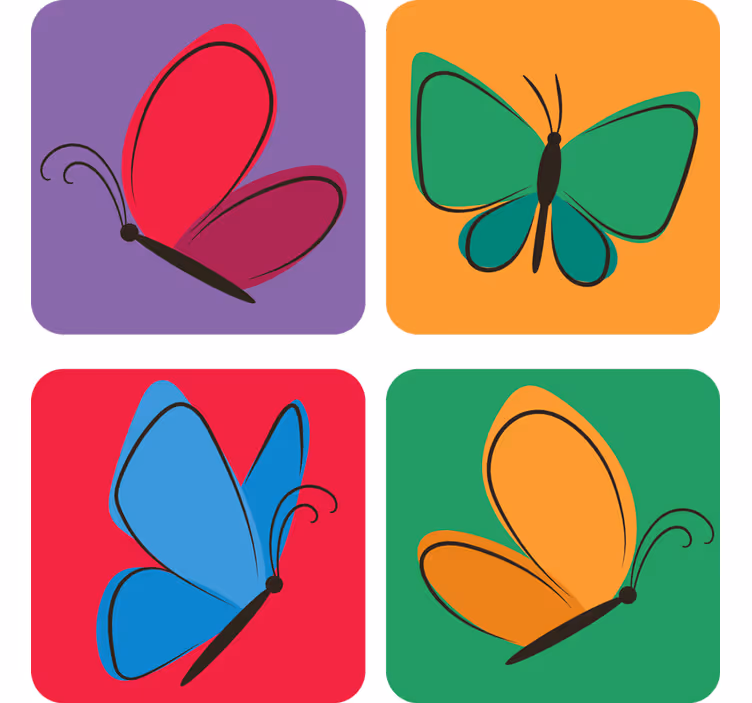 Sottobicchieri nerd motivi di farfalle colorate - TenStickers