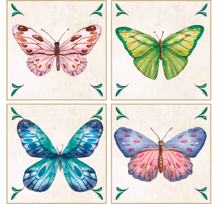 Sottobicchieri moderno arte di farfalla vivace - TenStickers