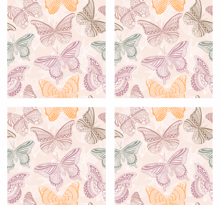 Sottobicchieri con motivi farfalle intricate - TenStickers