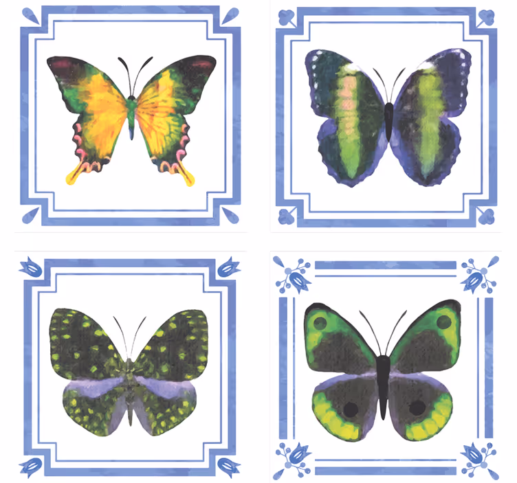Sottobicchieri con motivi elementi di farfalle colorate - TenStickers