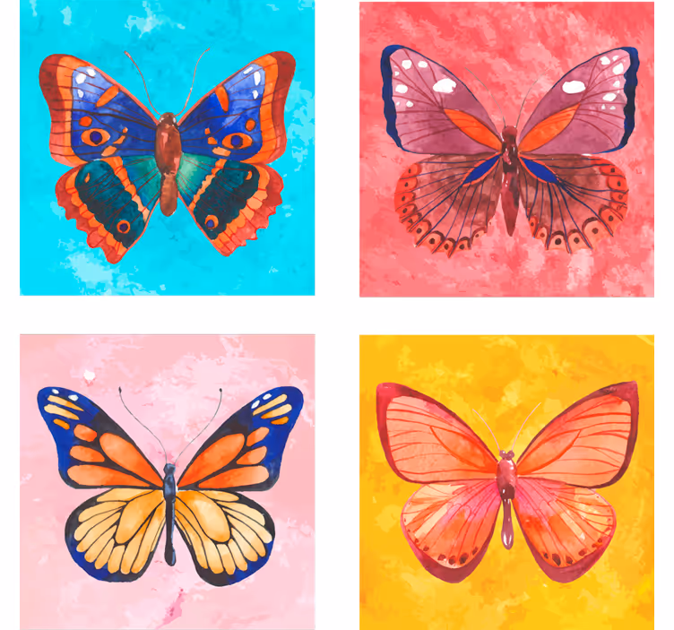Sottobicchieri nerd illustrazione farfalla colorata - TenStickers