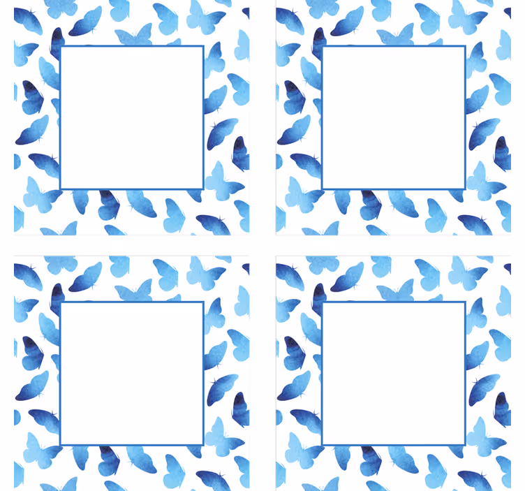 Sottobicchieri personalizzabile motivo farfalle blu - TenStickers