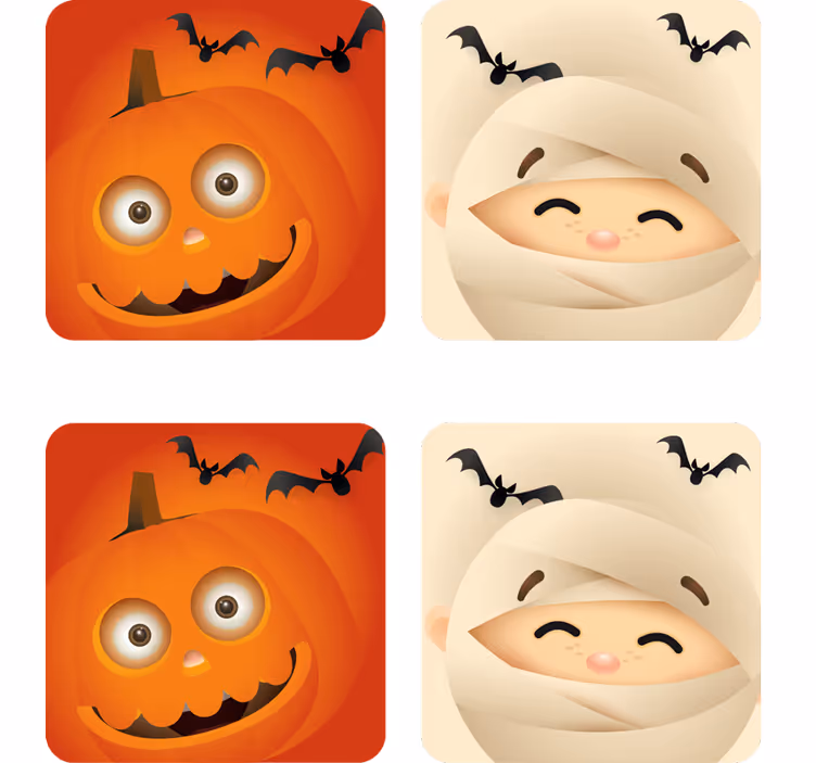 Sottobicchieri halloween zucche e mummie allegre - TenStickers