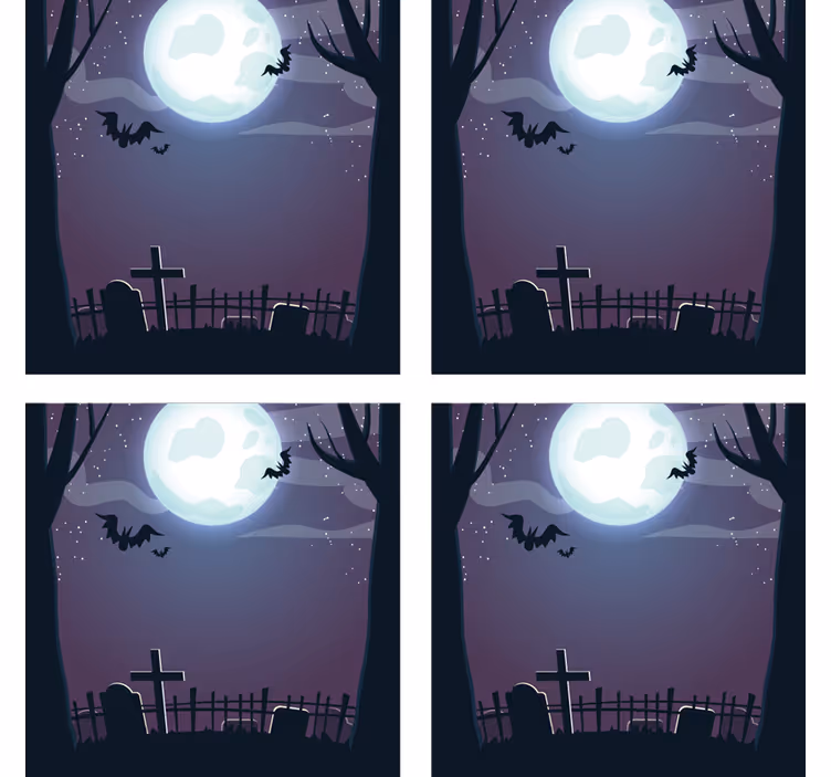 Sottobicchieri halloween scena notturna spettrale - TenStickers