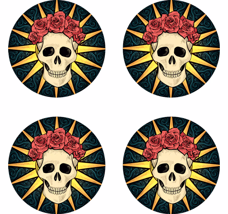 Teschio di donna con sottobicchiere di halloween rosa - TenStickers