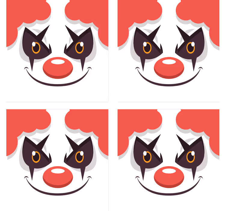 Sottobicchieri nerd design faccia clown giocosa - TenStickers