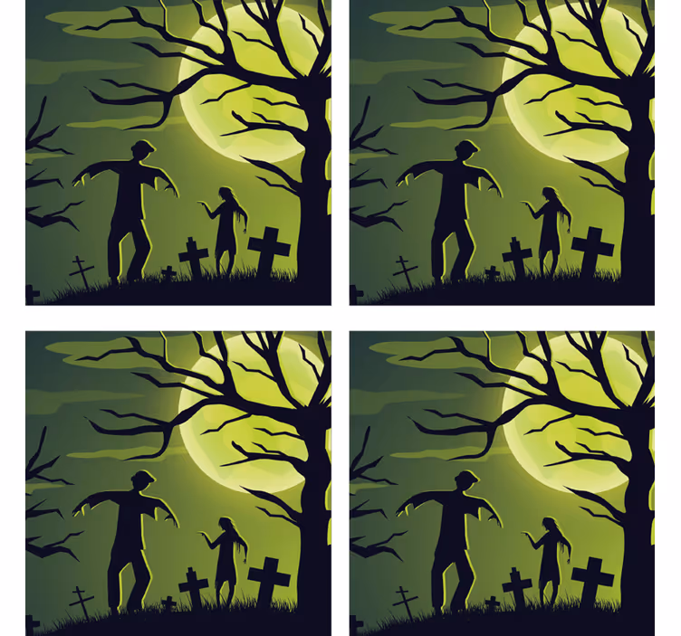 Sottobicchieri halloween zombie al chiar di luna - TenStickers