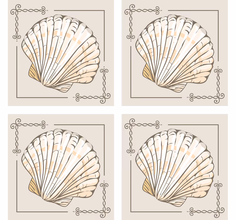Sottobicchieri vintage motivo elegante con conchiglie - TenStickers