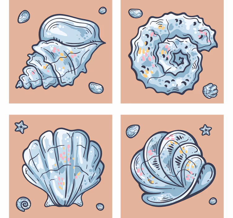 Sottobicchieri moderno motivi ispirati ai gusci marini - TenStickers