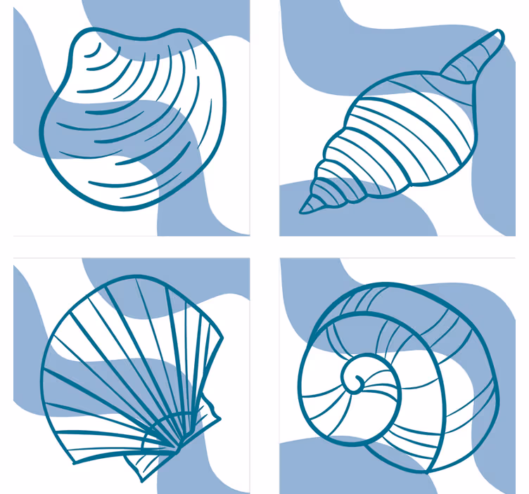 Sottobicchieri nerd illustrazioni di conchiglie stilizzate - TenStickers