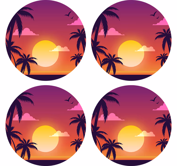 Sottobicchieri nerd motivo tramonto tropicale - TenStickers