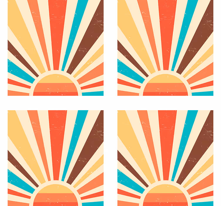 Sottobicchiere  tema vintage Tramonto vintage astratto - TenStickers