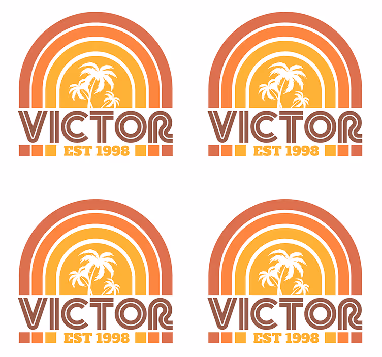 Sottobicchieri personalizzabili emblema palma retro - TenStickers