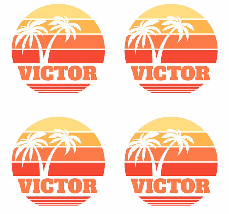 Sottobicchieri personalizzabile tramonto tropicale con palme - TenStickers
