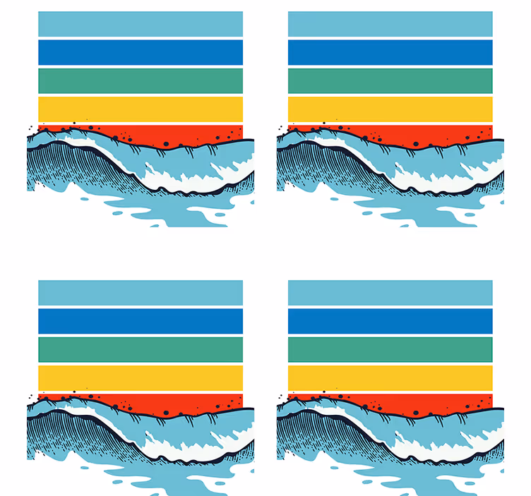 Sottobicchieri con motivi a onde colorate - TenStickers