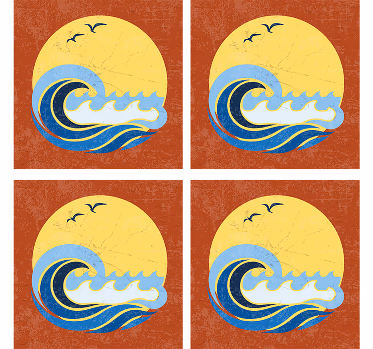 Sottobicchieri nerd design onde al tramonto - TenStickers