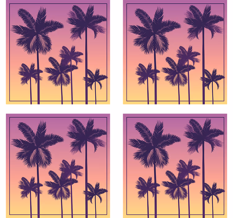 Sottobicchieri con motivi palme silhouette - TenStickers