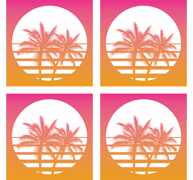 Sottobicchieri nerd silhouette di tramonto tropicale - TenStickers