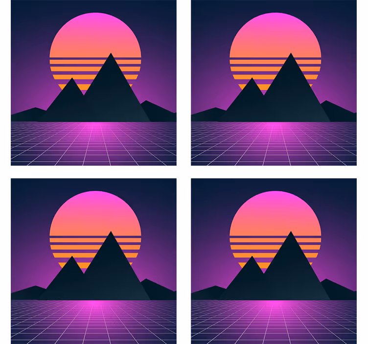 Sottobicchieri moderno tramonto geometrico in montagna - TenStickers