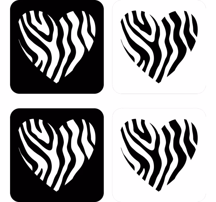 Sottobicchieri nerd a forma di cuore zebra - TenStickers
