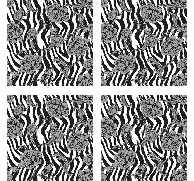 Sottobicchieri con motivi zebra floreale - TenStickers