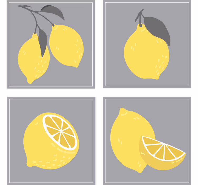 Sottobicchieri con motivi set di illustrazioni limone - TenStickers
