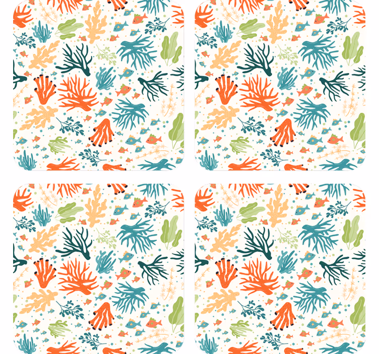 Sottobicchieri con motivi fantasie corallo colorate - TenStickers