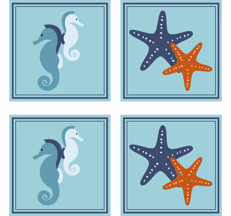 Sottobicchieri vintage con motivi di cavalluccio e stella - TenStickers