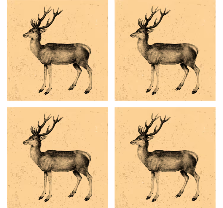 Sottobicchieri birra illustrazione cervo vintage - TenStickers