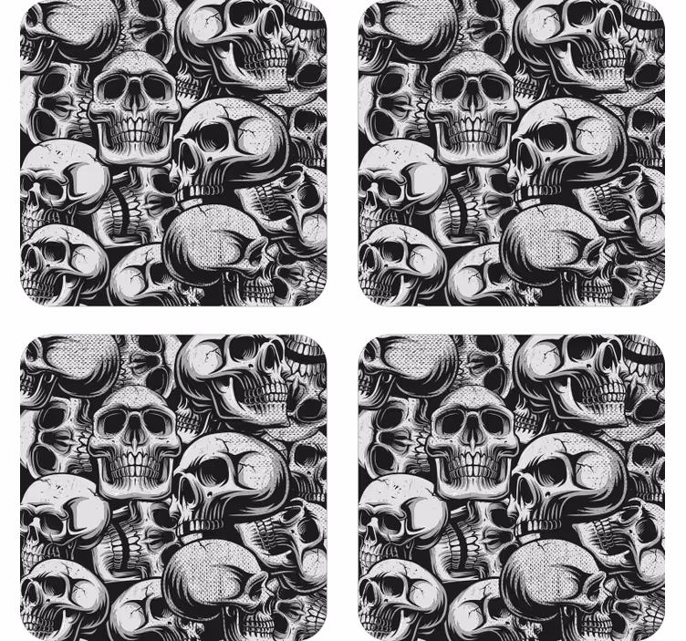 Sottobicchieri nerd motivo teschi monocromo - TenStickers