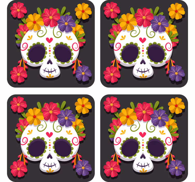 Sottobicchiere con teschio messicano cartoon - TenStickers
