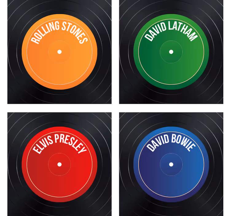 Sottobicchieri nerd etichette dischi in vinile - TenStickers