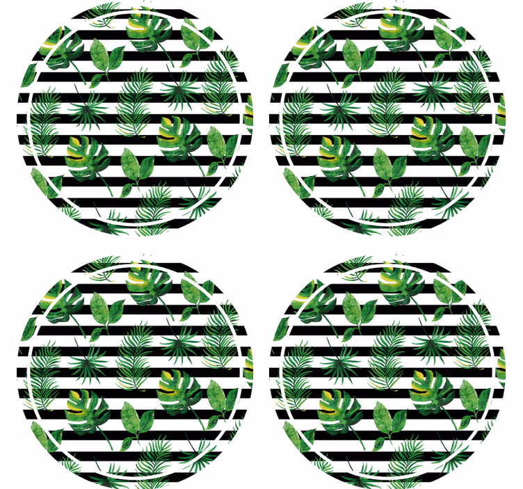 Sottobicchieri con motivi foglia tropicale - TenStickers
