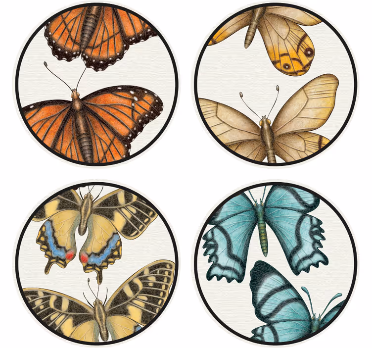 Sottobicchieri nerd set farfalle colorate - TenStickers