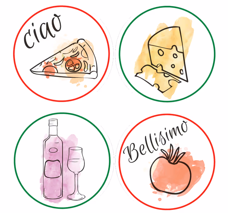 Sottobicchieri personalizzabile motivi cibo e bevande - TenStickers