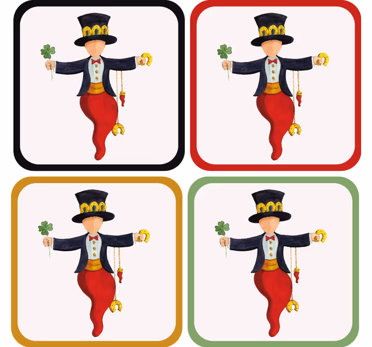 Sottobicchieri nerd personaggio giocoso con trifoglio - TenStickers