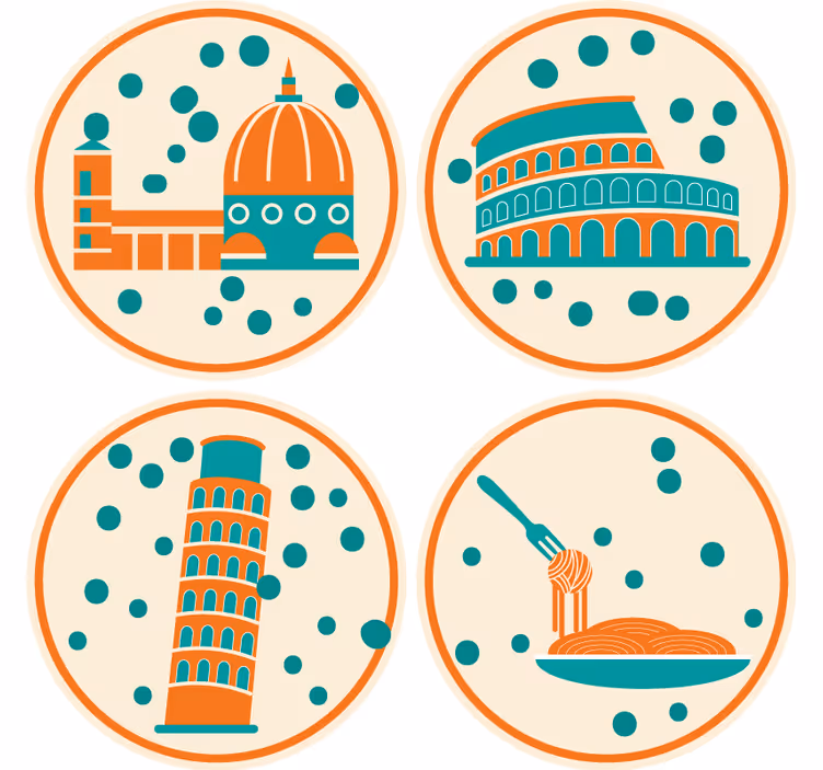 Sottobicchieri moderno monumenti iconici italiani - TenStickers