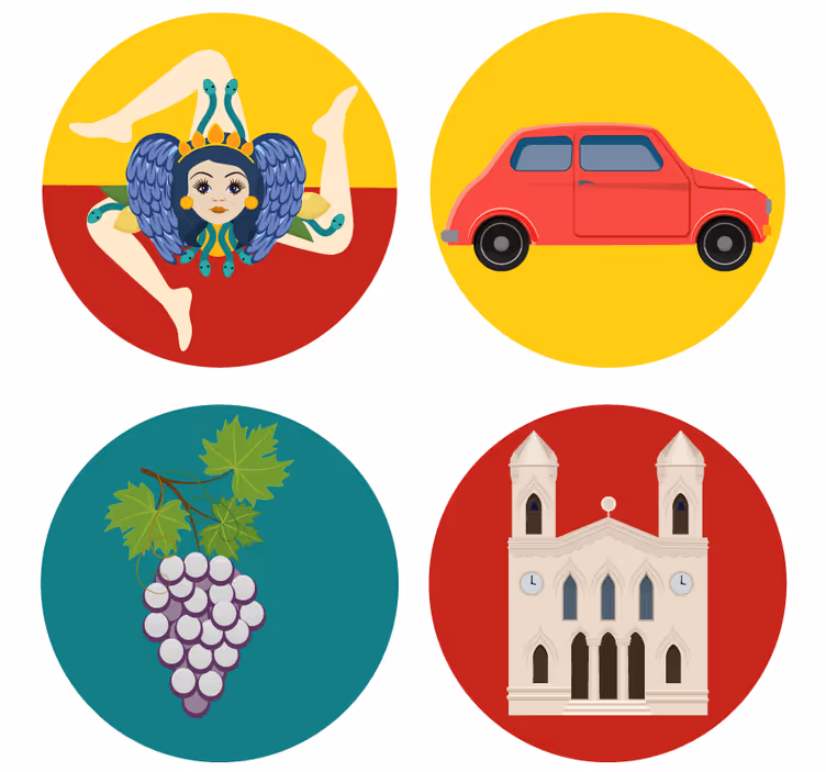 Sottobicchieri moderno uva della mitologia siciliana - TenStickers