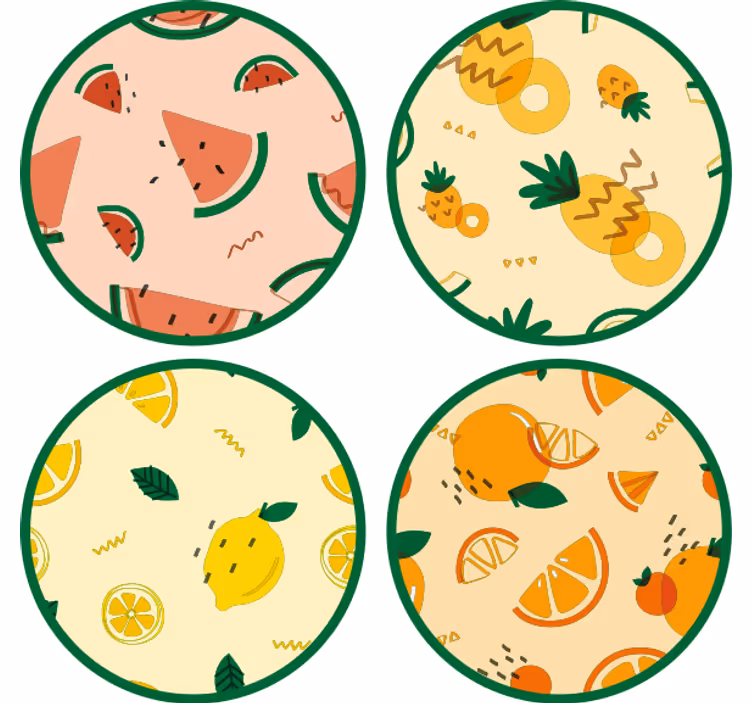 Sottobicchieri nerd motivi di frutta tropicale - TenStickers