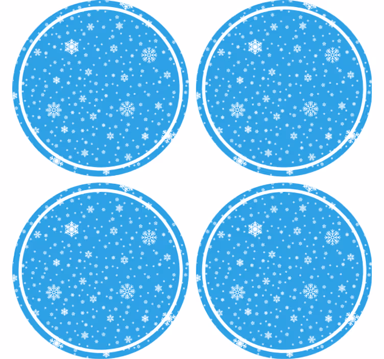 Sottobicchieri natalizi rotondi a motivo fiocco di neve - TenStickers