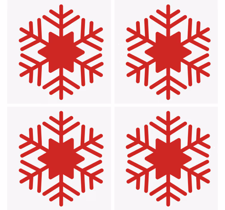 Sottobicchieri natalizi motivo fiocco di neve rosso - TenStickers