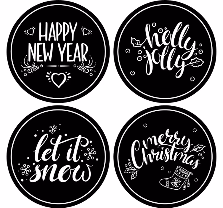 Sottobicchieri natalizi saluti festivi gioiosi - TenStickers