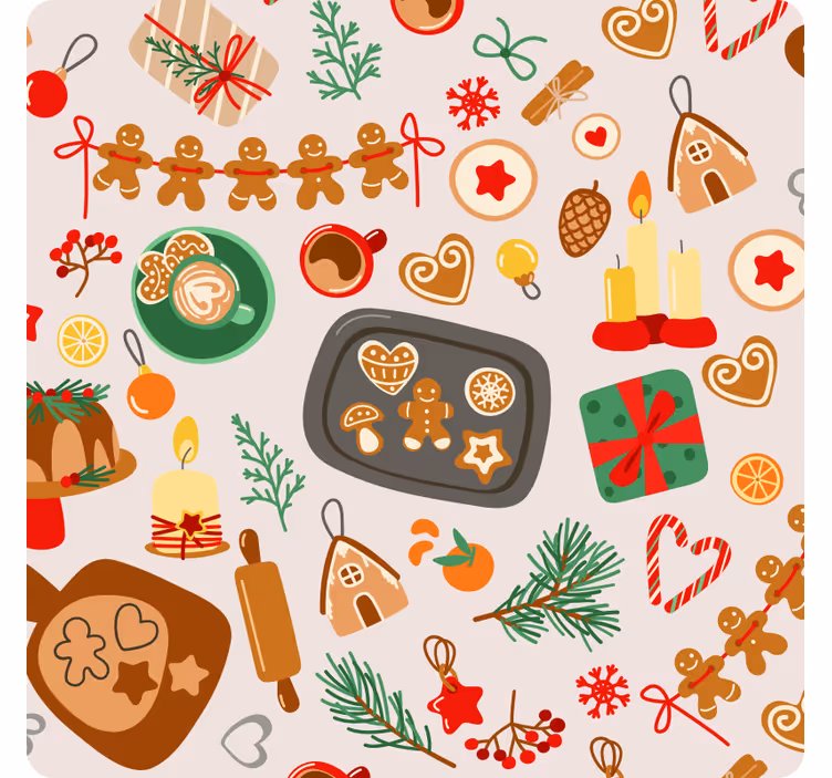 Sottobicchieri natalizi dolcetti di pan di zenzero - TenStickers