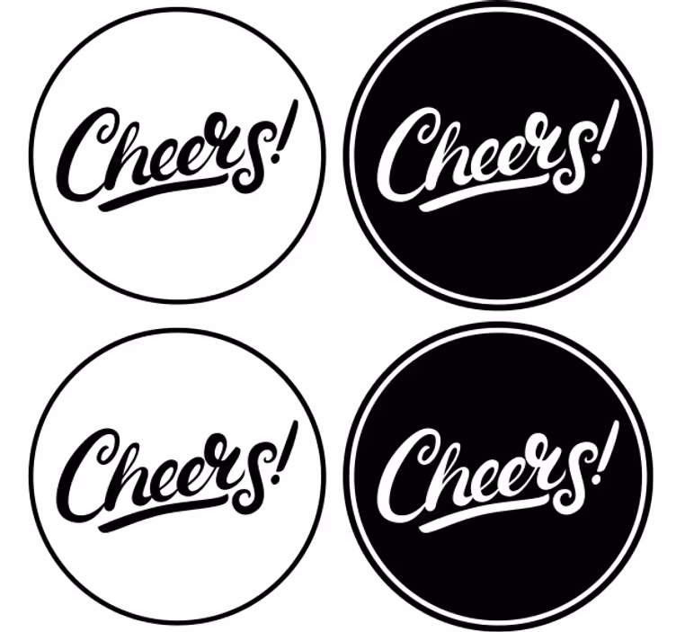 Sottobicchieri birra tipografia elegante cheers - TenStickers