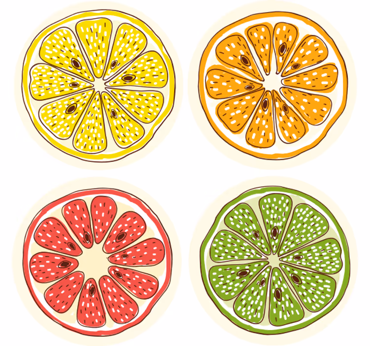 Sottobicchieri nerd motivi a fette di agrumi - TenStickers